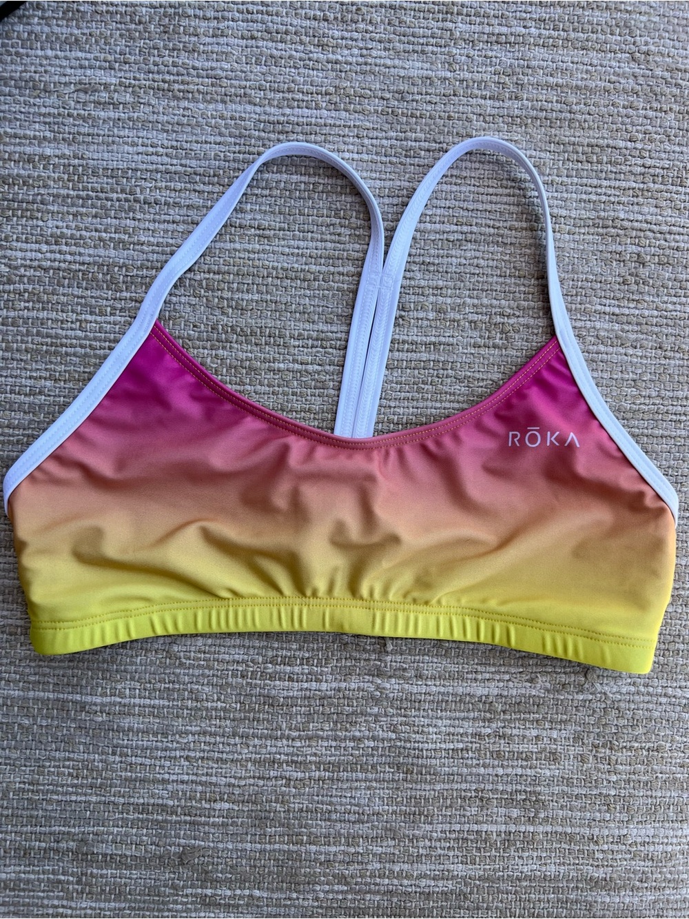 ROKA Sunset Pink Orange Yellow LCB swimsuit top size Small